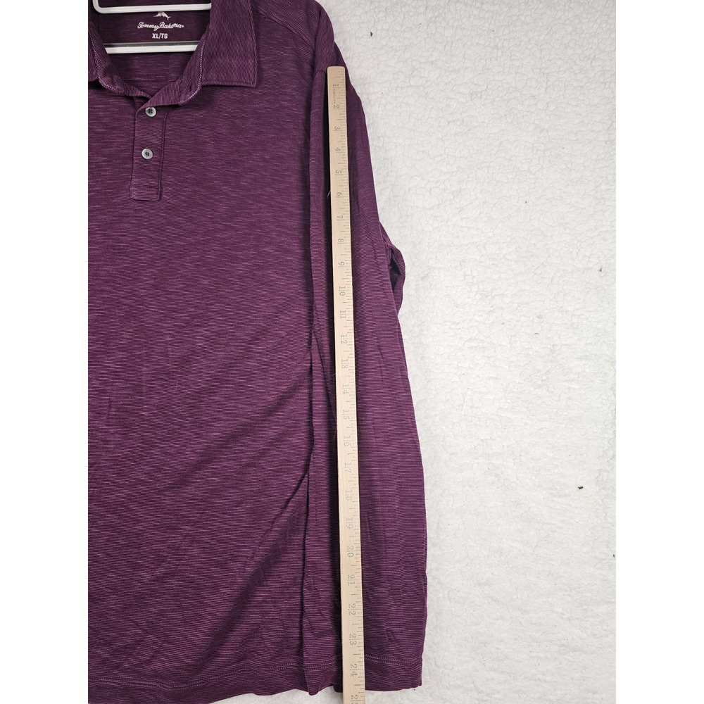 Tommy Bahama Men's XL Purple Long Sleeve Polo Shirt Tencel Cotton Heather Stripe - Picture 10 of 11
